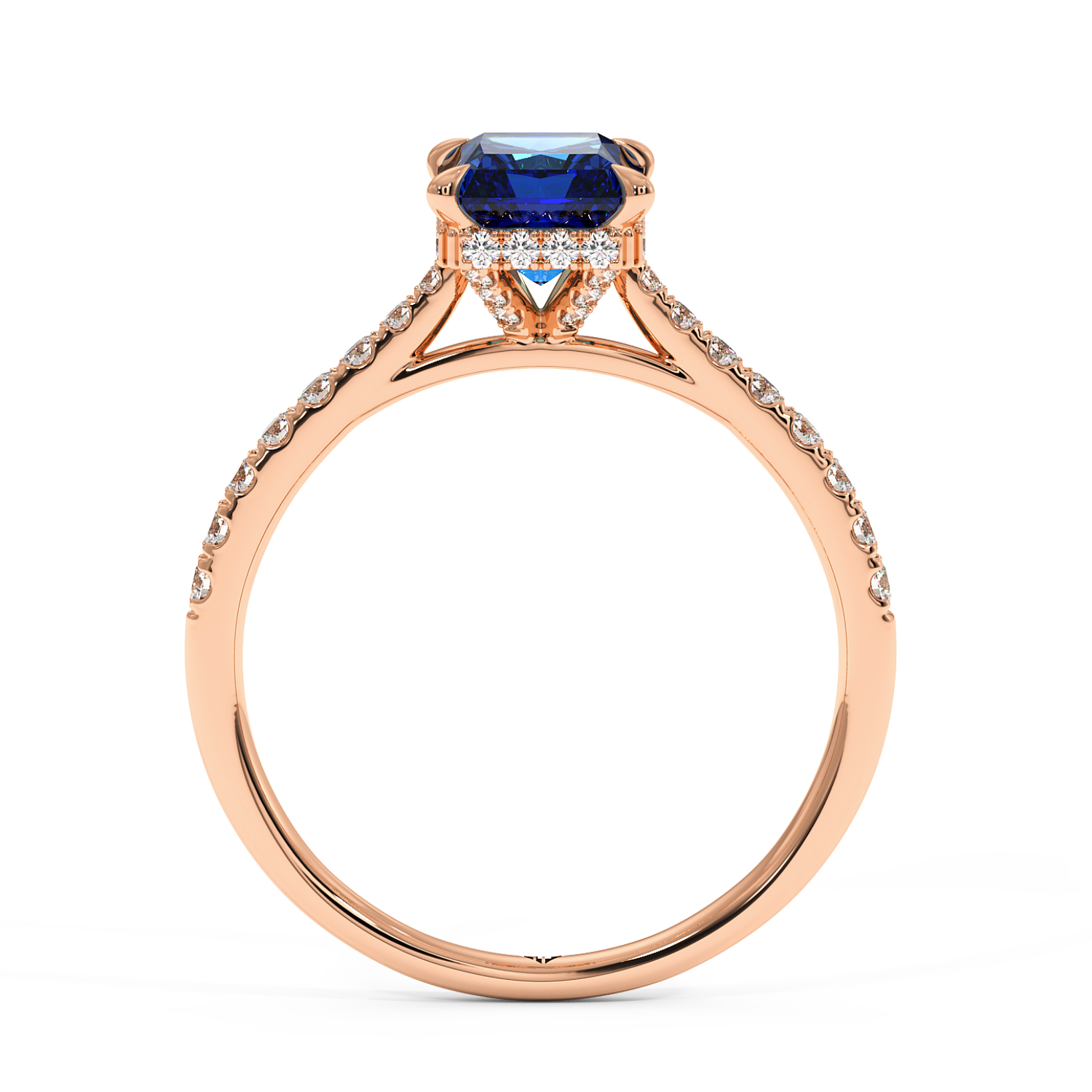 18K Rose Gold Hana Diamond Shoulder Hidden Halo Engagement Ring