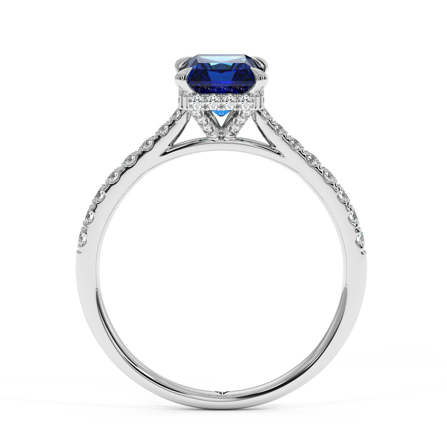 Platinum Hana Diamond Shoulder Hidden Halo Engagement Ring