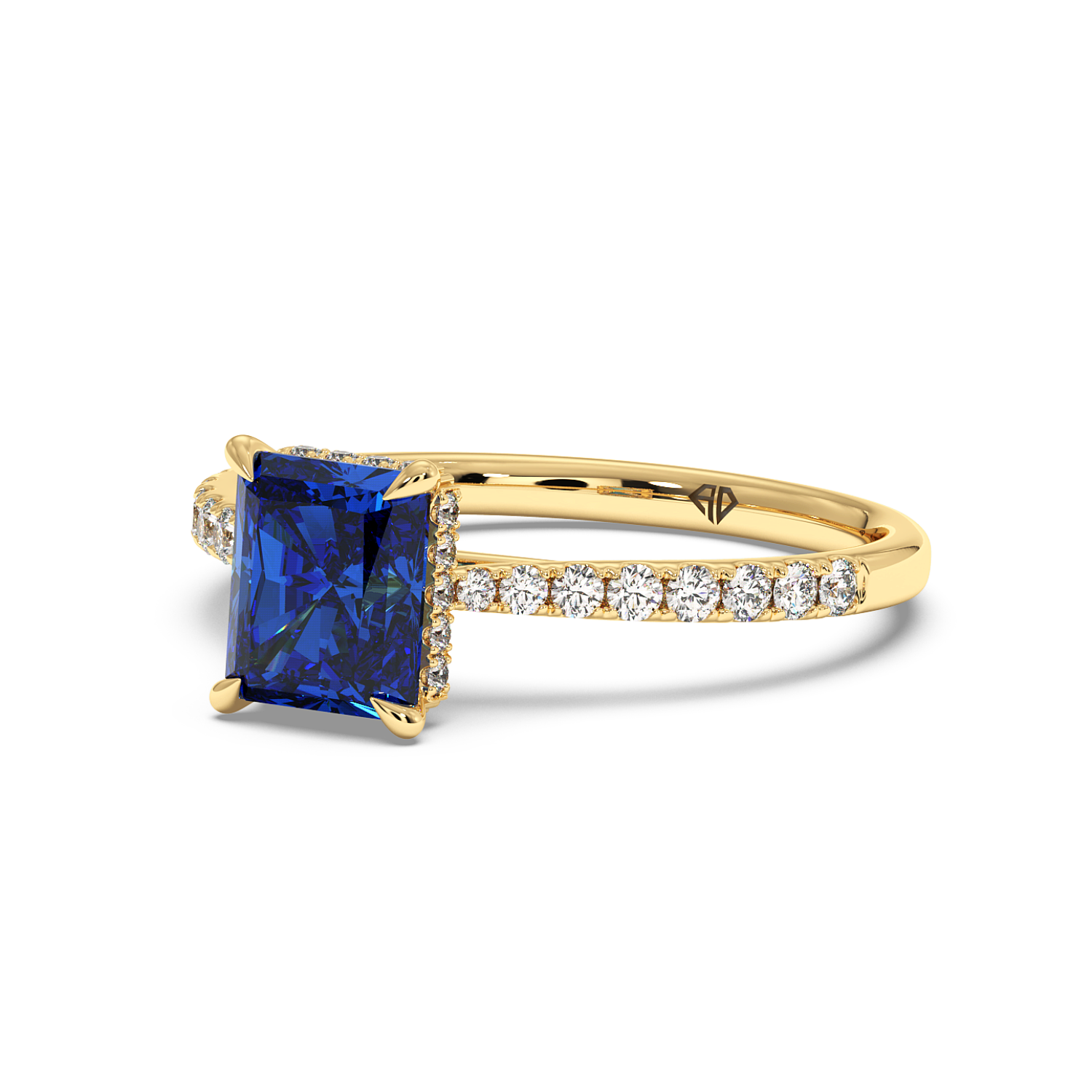 18K Yellow Gold Hana Diamond Shoulder Hidden Halo Engagement Ring