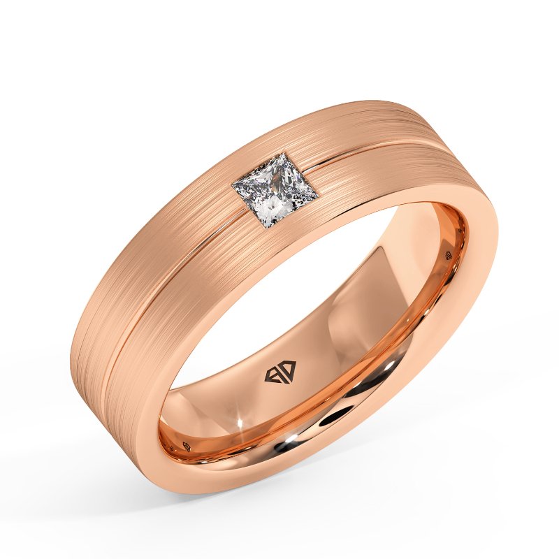 18K Rose Gold Clarence Diamond Wedding Band