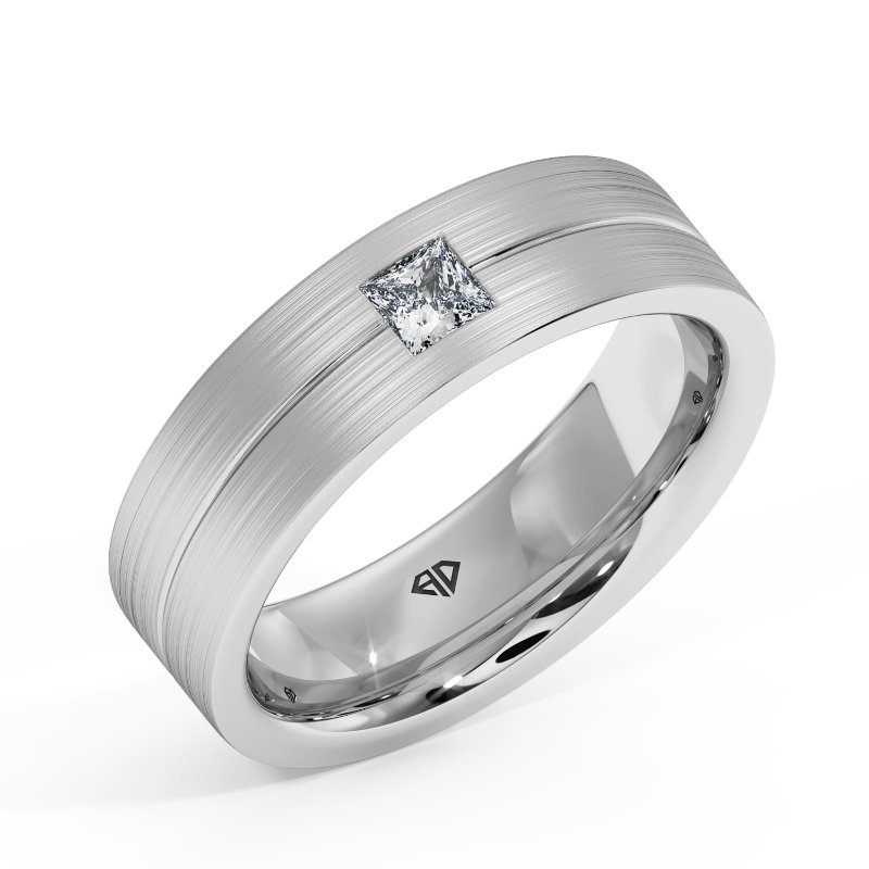 18K White Gold Clarence Diamond Wedding Band
