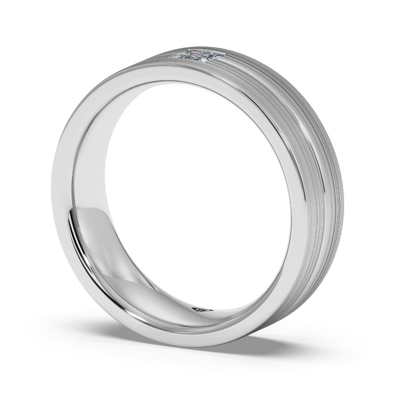18K White Gold Clarence Diamond Wedding Band
