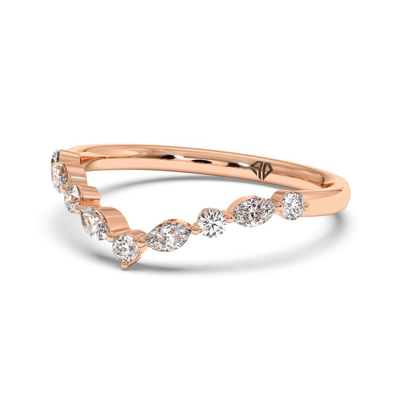 18K Rose Gold Zinnia Curved Wedding Band