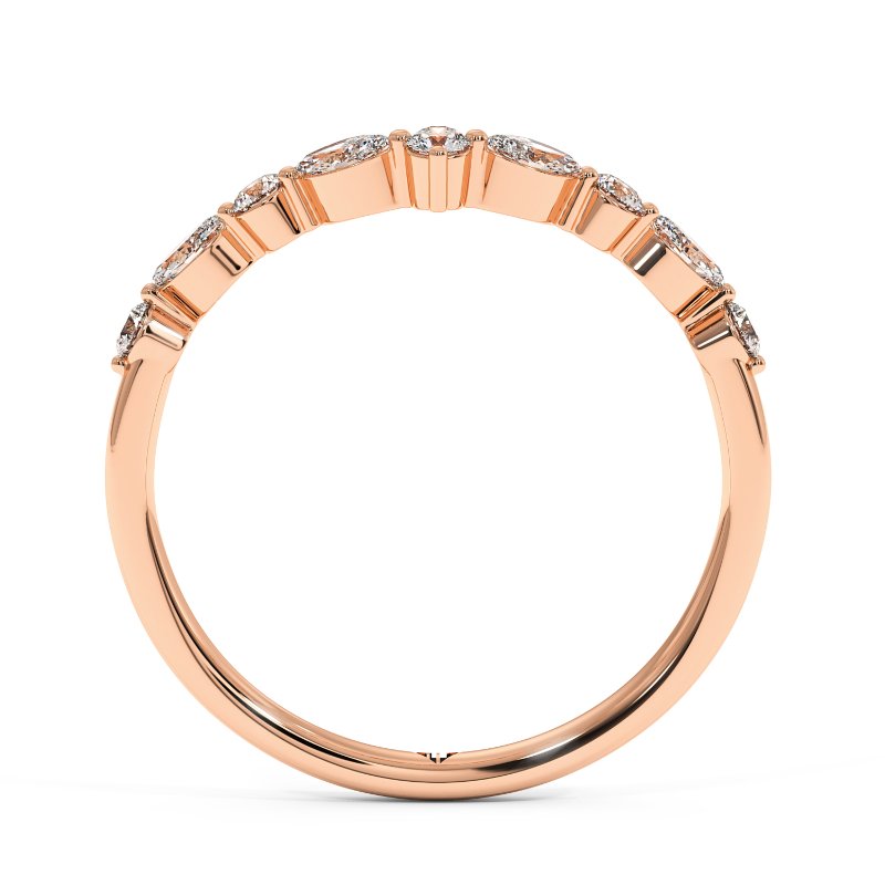 18K Rose Gold Zinnia Curved Wedding Band