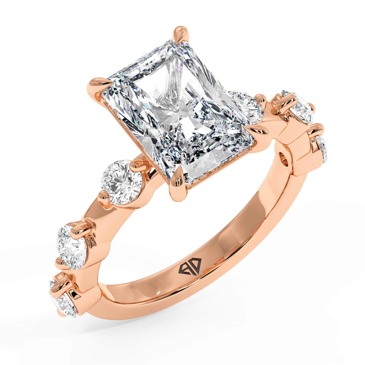 18K Rose Gold Radiant Cut Diamond Engagement Ring