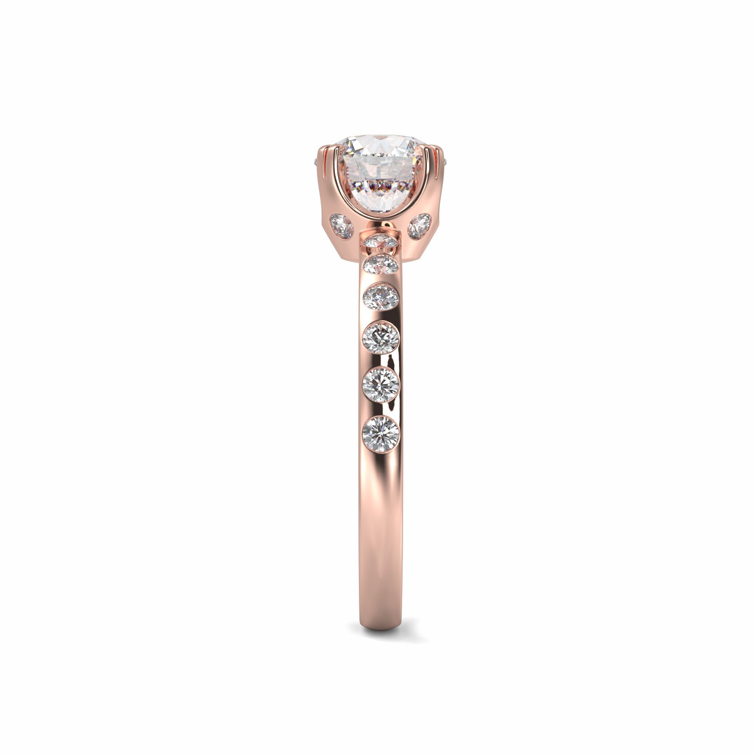 18K Rose Gold Harriet Diamond Shoulder Engagement Ring