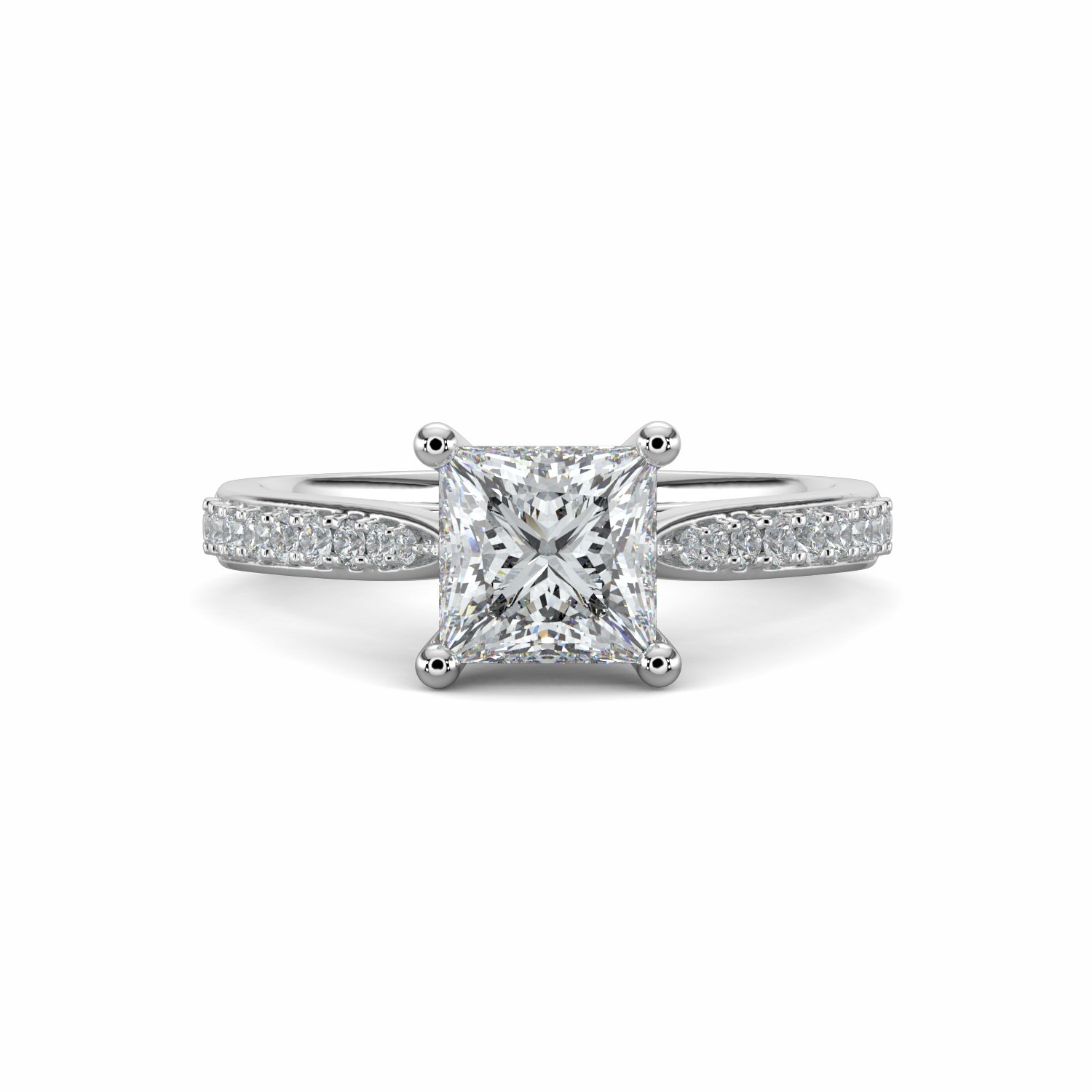 18K White Gold Cia Princess Cut Diamond Engagement Ring