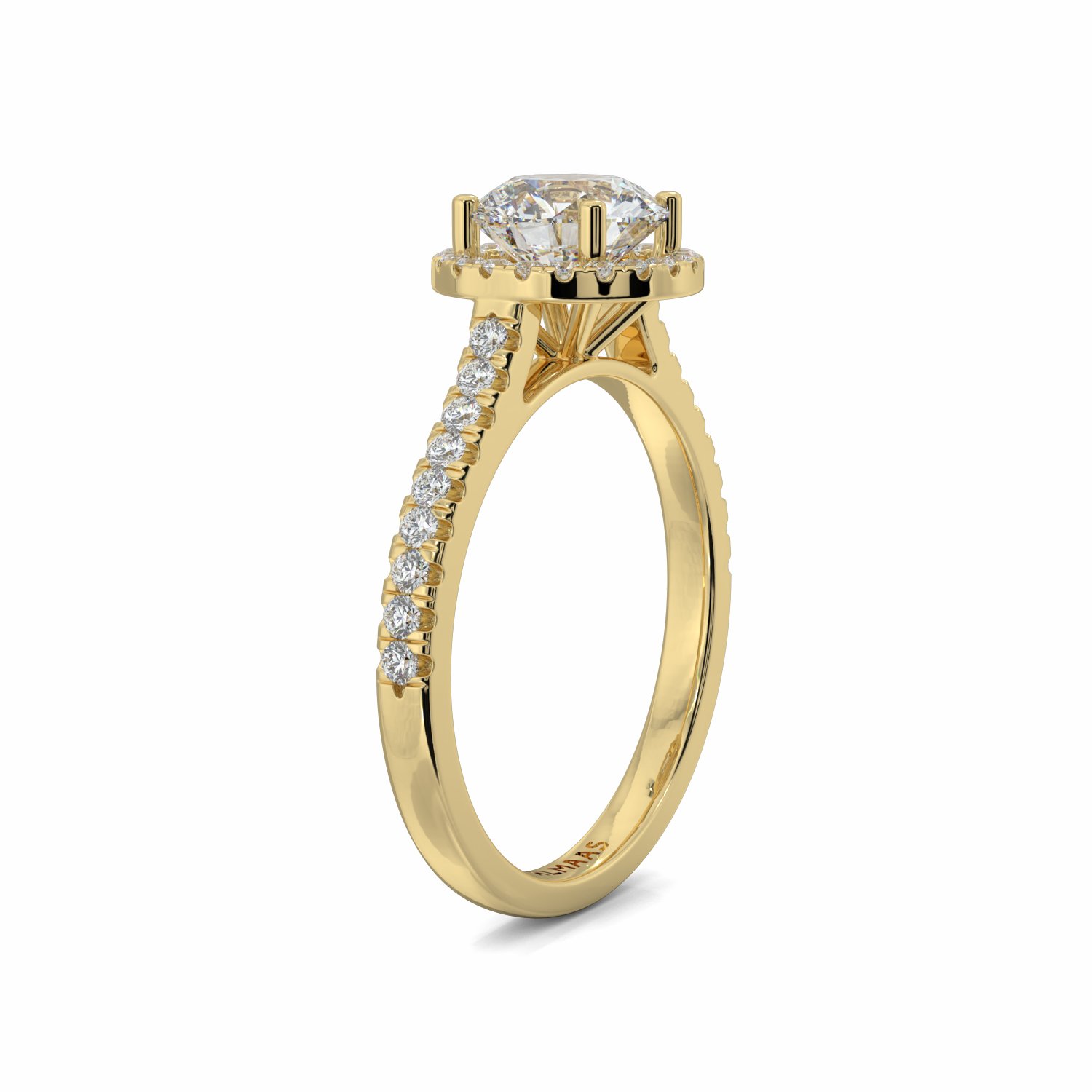 18K Yellow Gold April Halo Engagement Ring