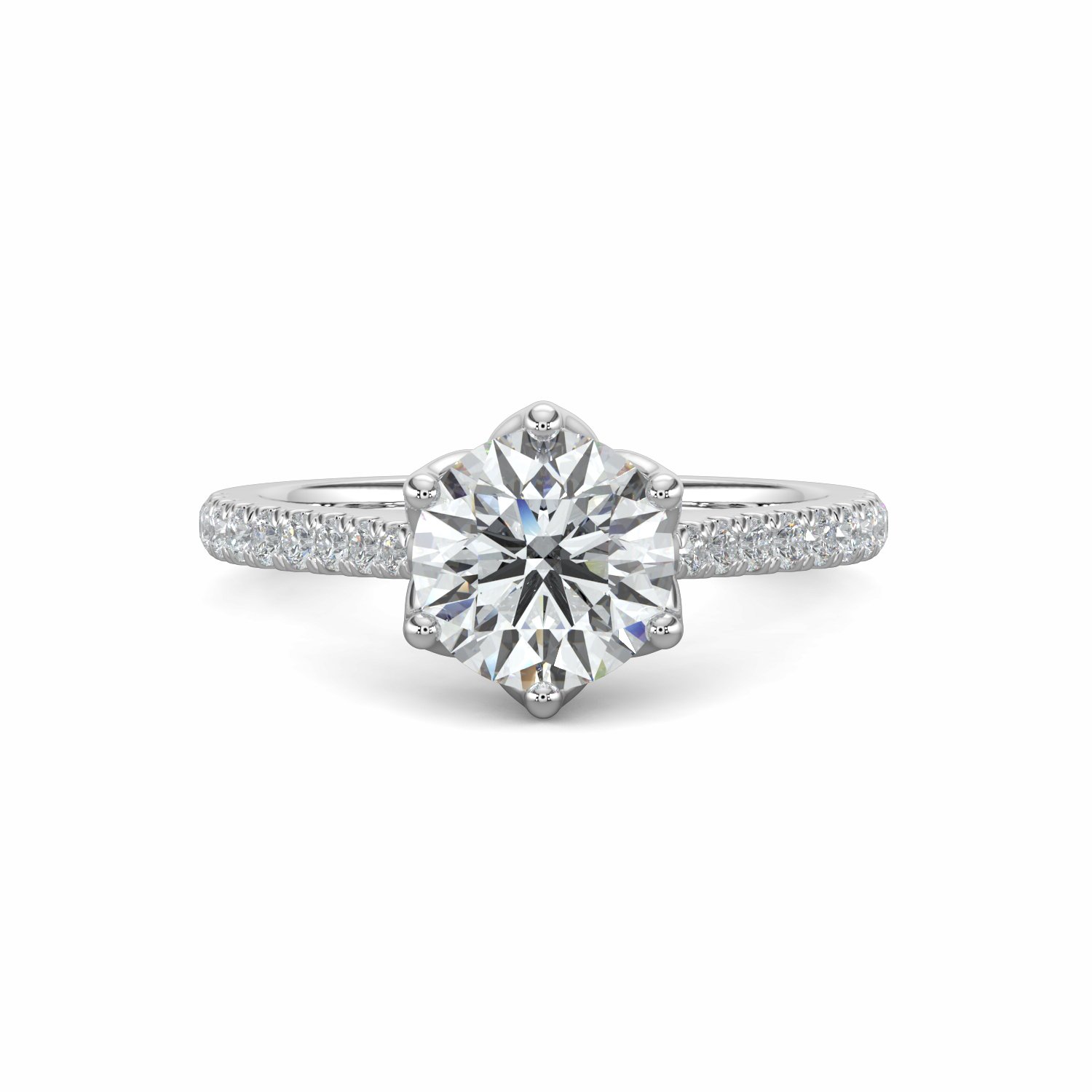 18K White Gold Lily Engagement Ring