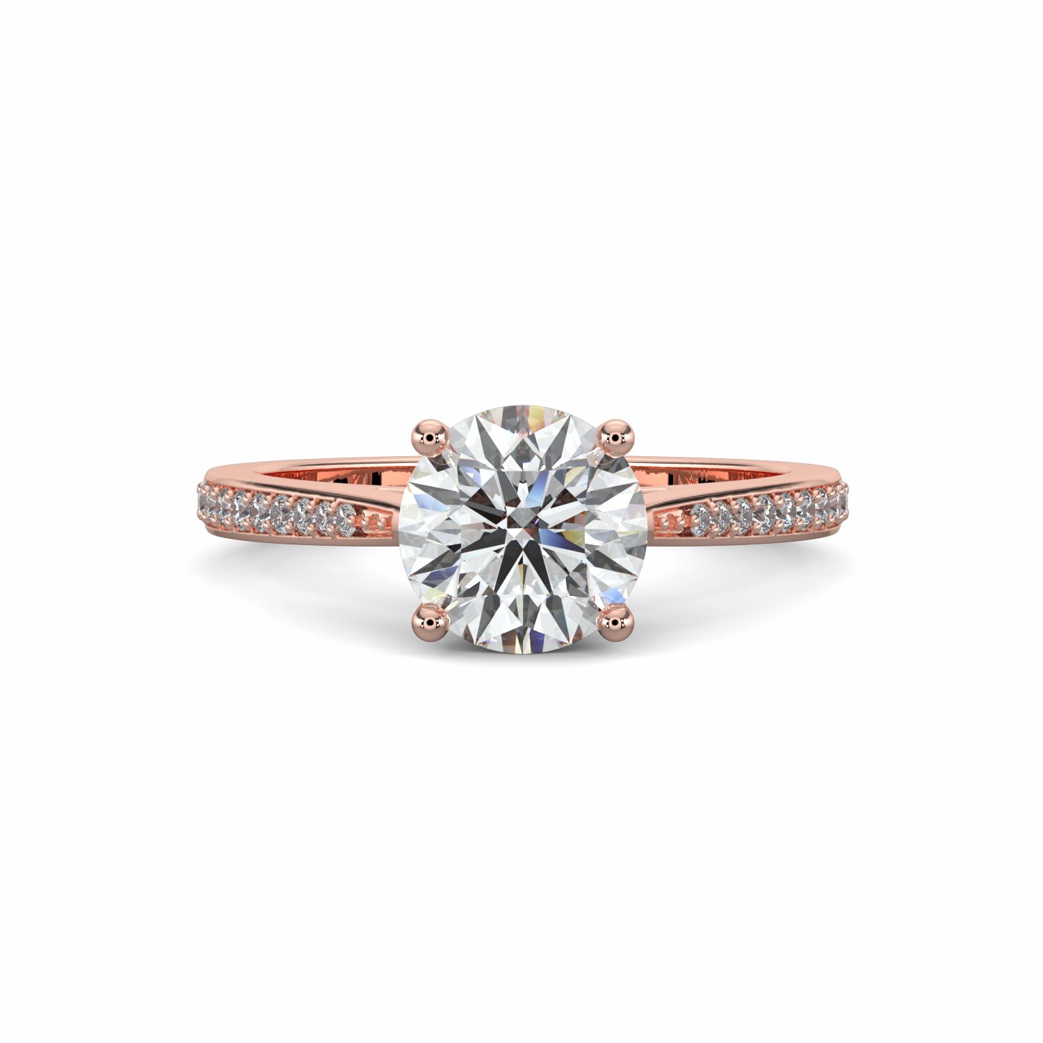 18K White Gold Melody Diamond Shoulder Engagement Ring