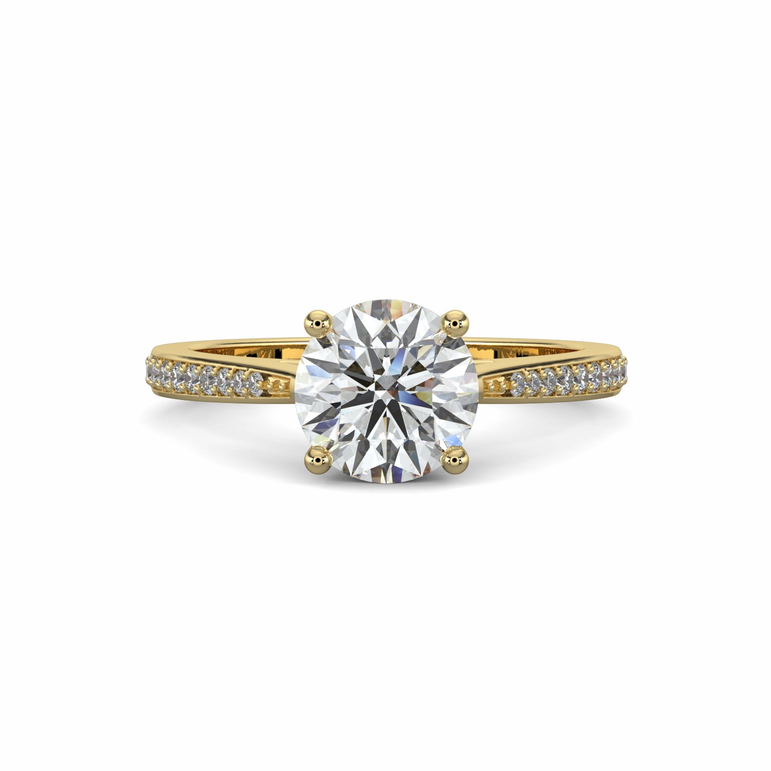 18K White Gold Melody Diamond Shoulder Engagement Ring