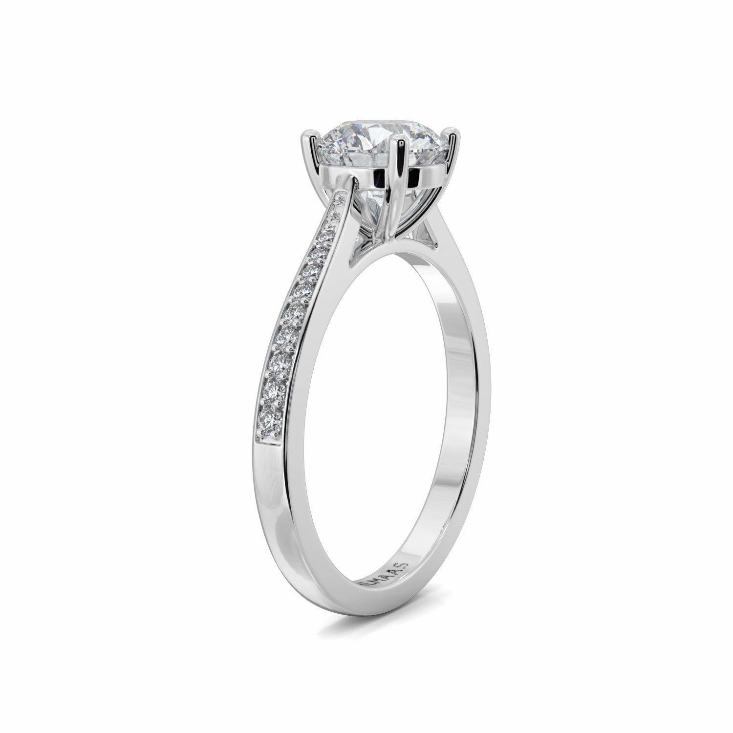 18K White Gold Melody Diamond Shoulder Engagement Ring