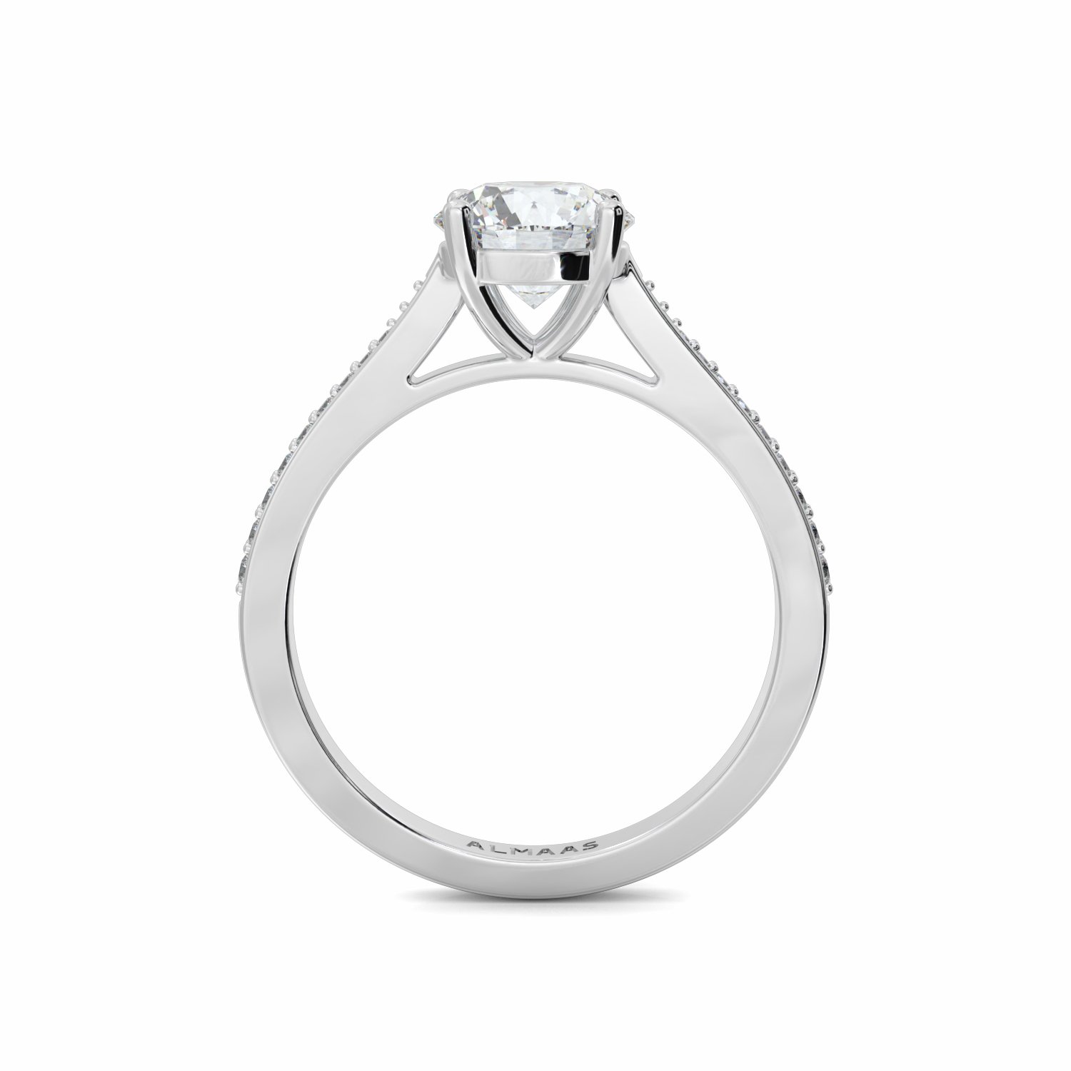 18K White Gold Melody Diamond Shoulder Engagement Ring