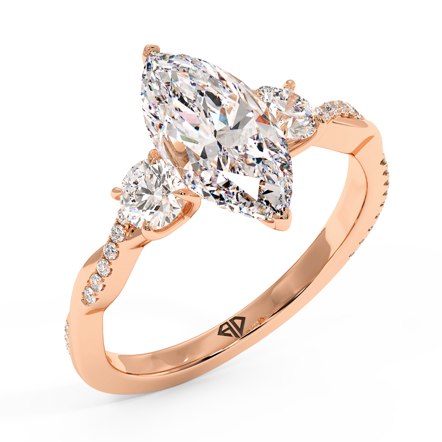 18K Rose Gold Posie Engagement Ring