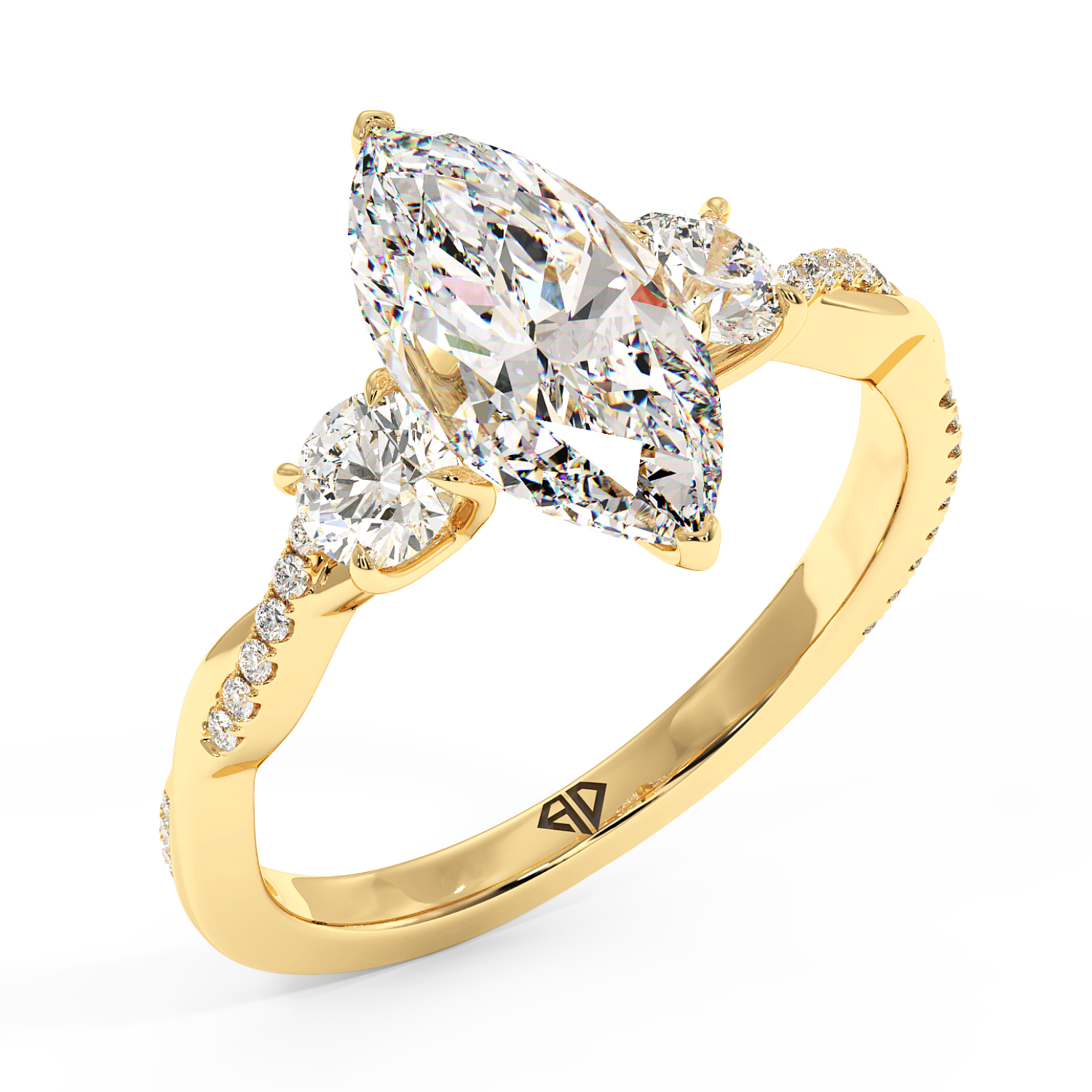 18K Yellow Gold Posie Engagement Ring