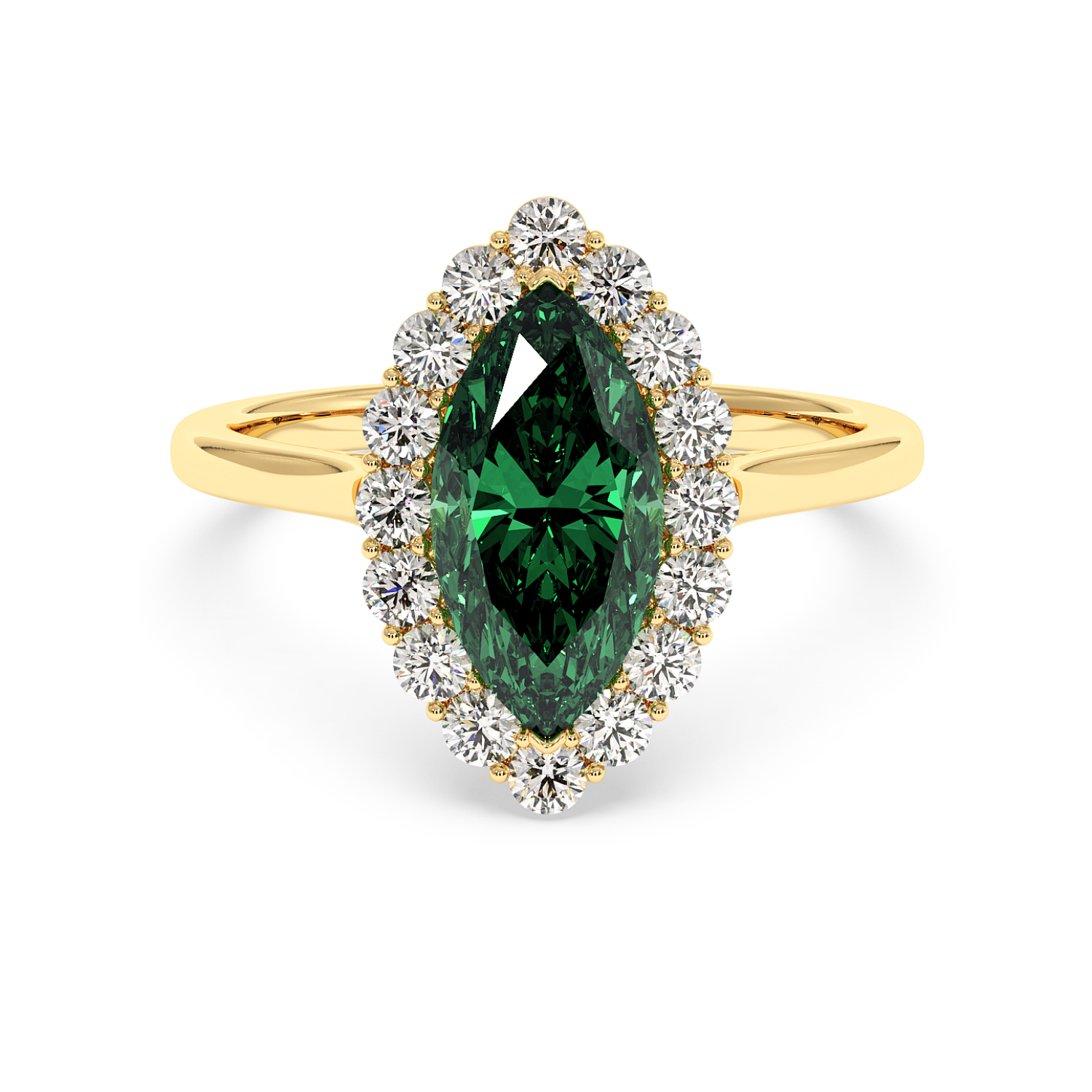 18K Yellow Gold Matilda Emerald Gemstone Engagement Ring