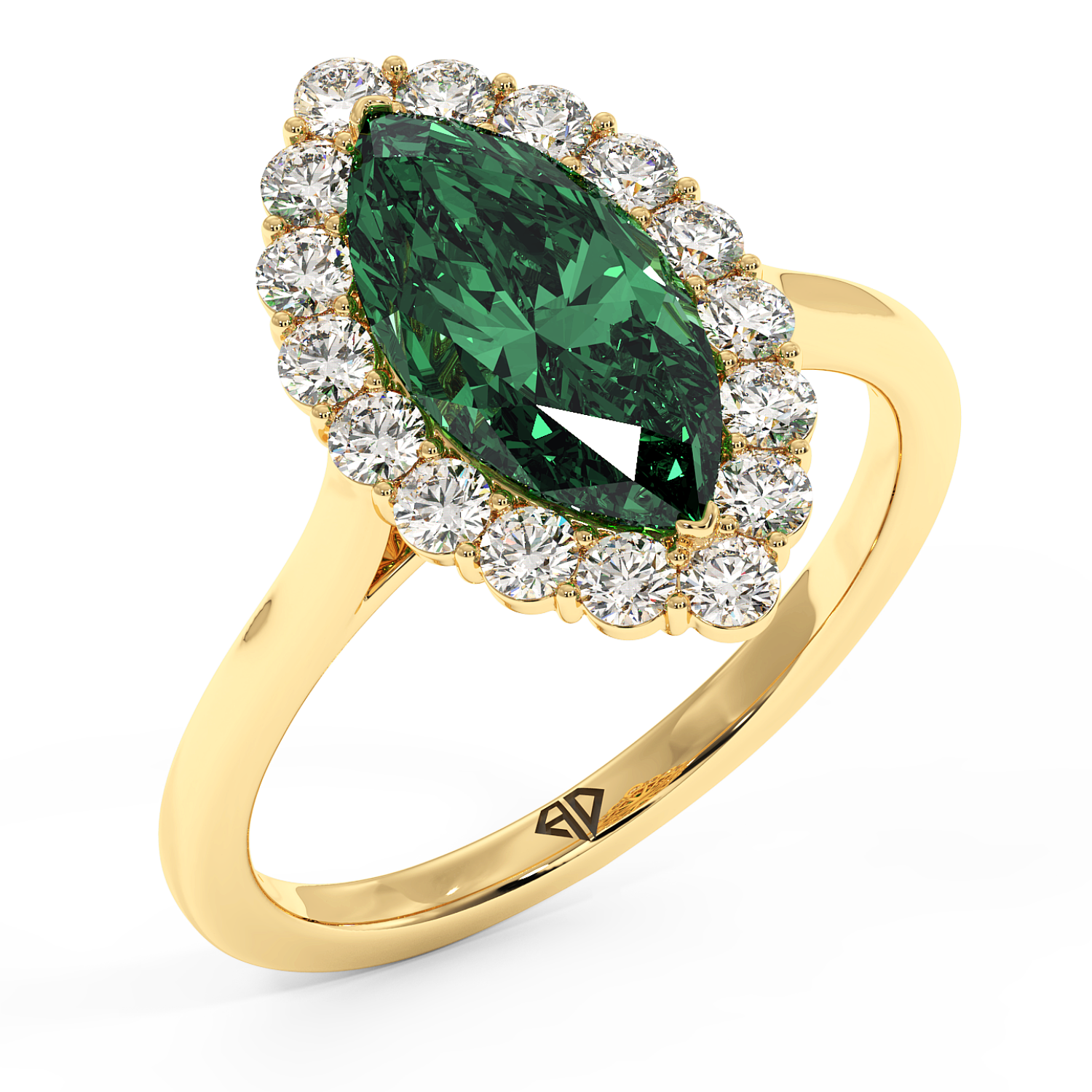 18K Yellow Gold Matilda Emerald Gemstone Engagement Ring