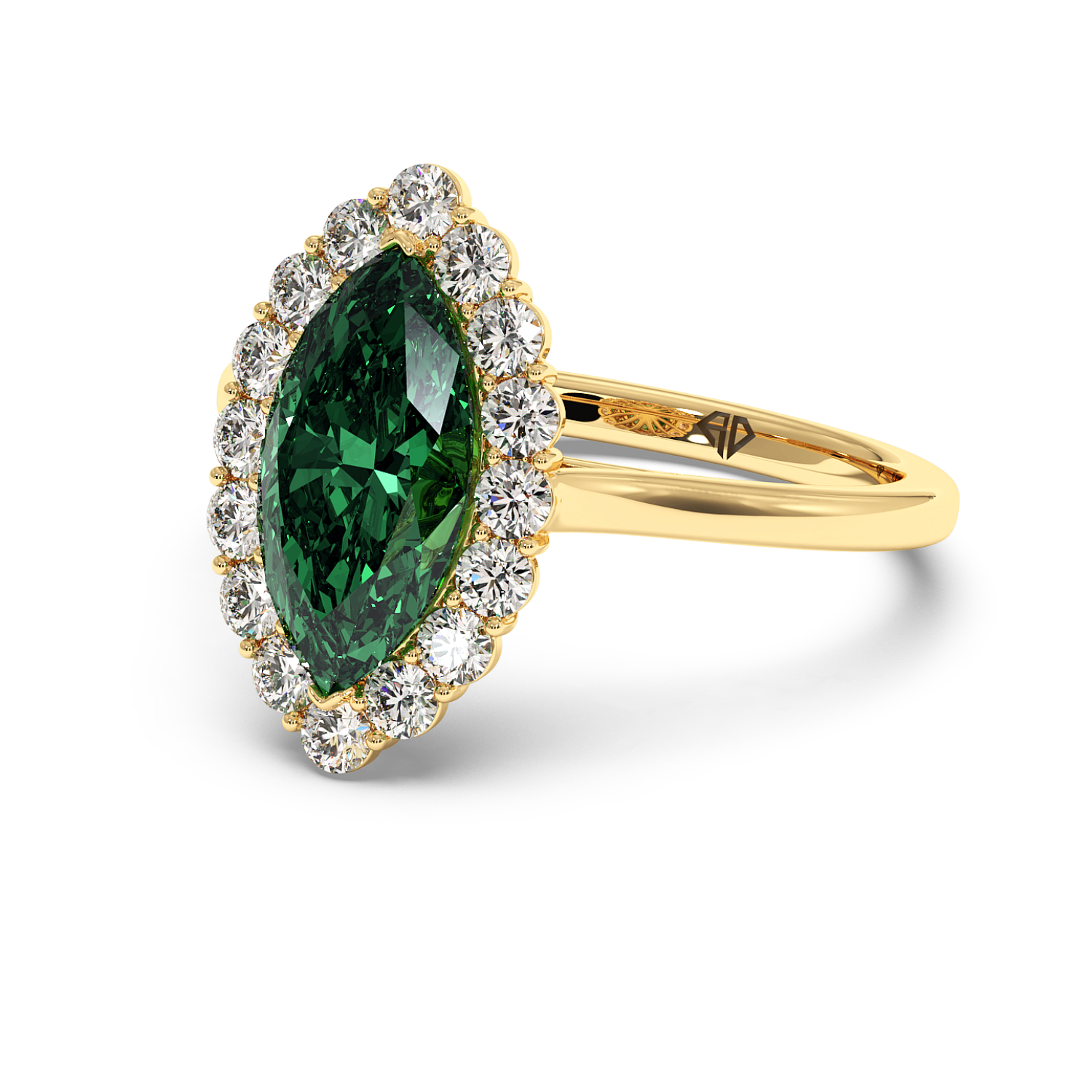18K Yellow Gold Matilda Emerald Gemstone Engagement Ring