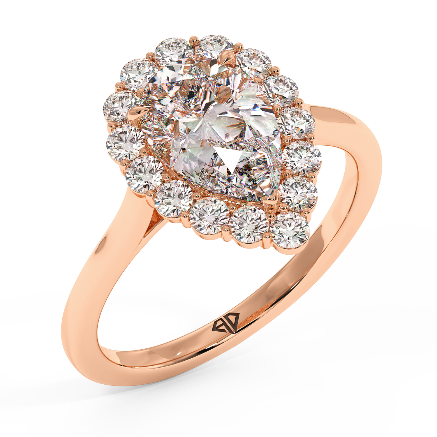 18K Rose Gold Matilda Diamond Halo Engagement Ring