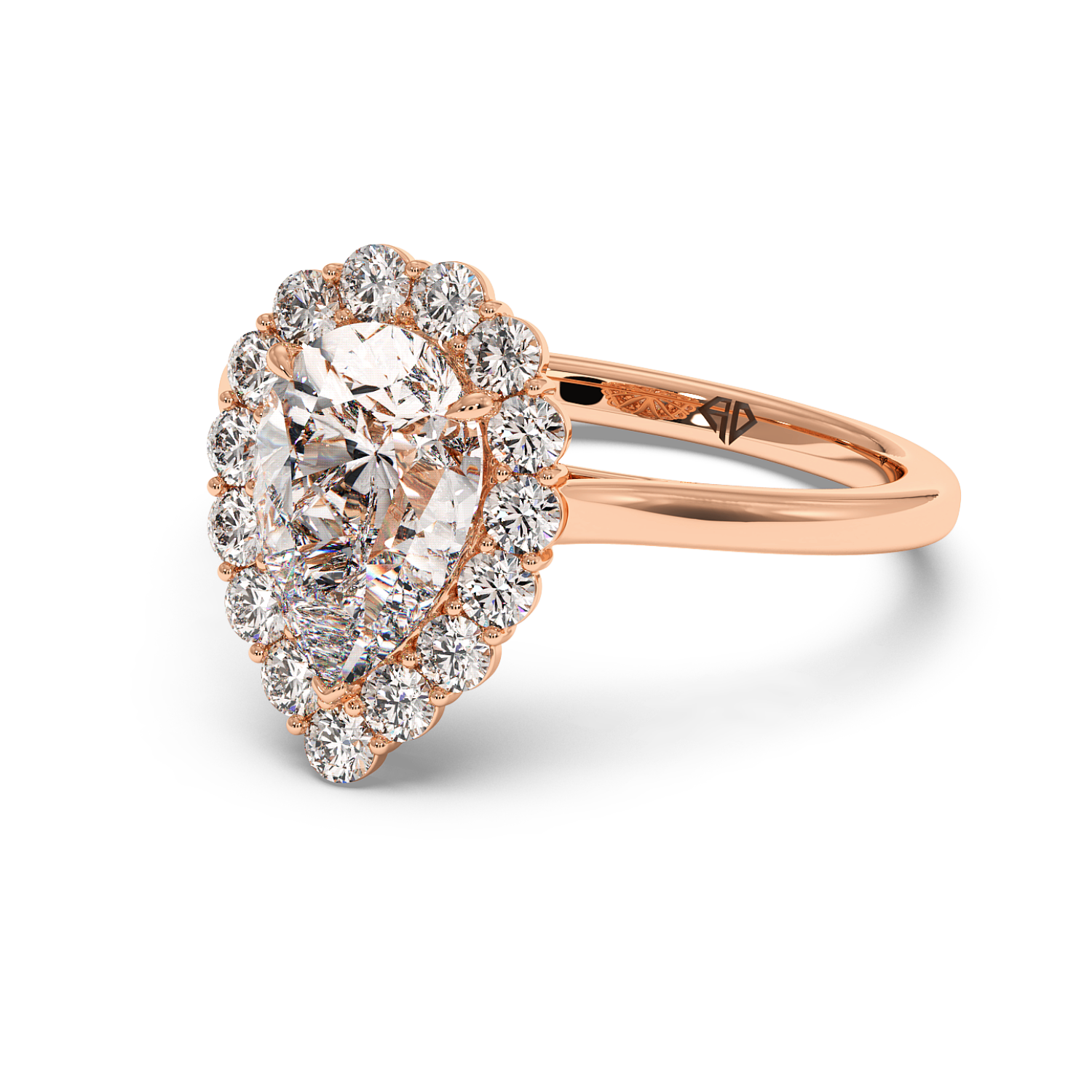 18K Rose Gold Matilda Diamond Halo Engagement Ring