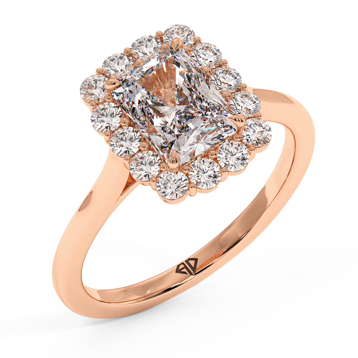 18K Rose Gold Matilda Diamond Halo Engagement Ring